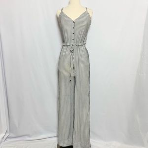 7 for All Mankind Size Small Blue White Stripe Sleeveless Romper Pants
